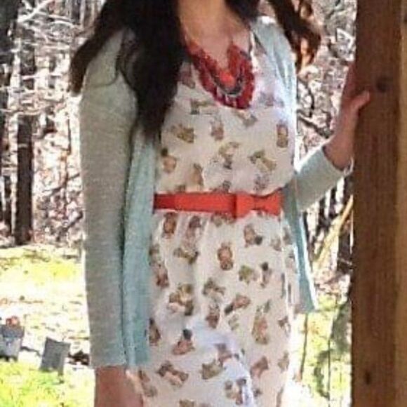 Francesca’s Birdcage Mesh Sweater Cardigan Mint Green S - Picture 6 of 8